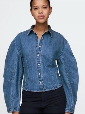 GAP Blue Denim Button-Front Blouse